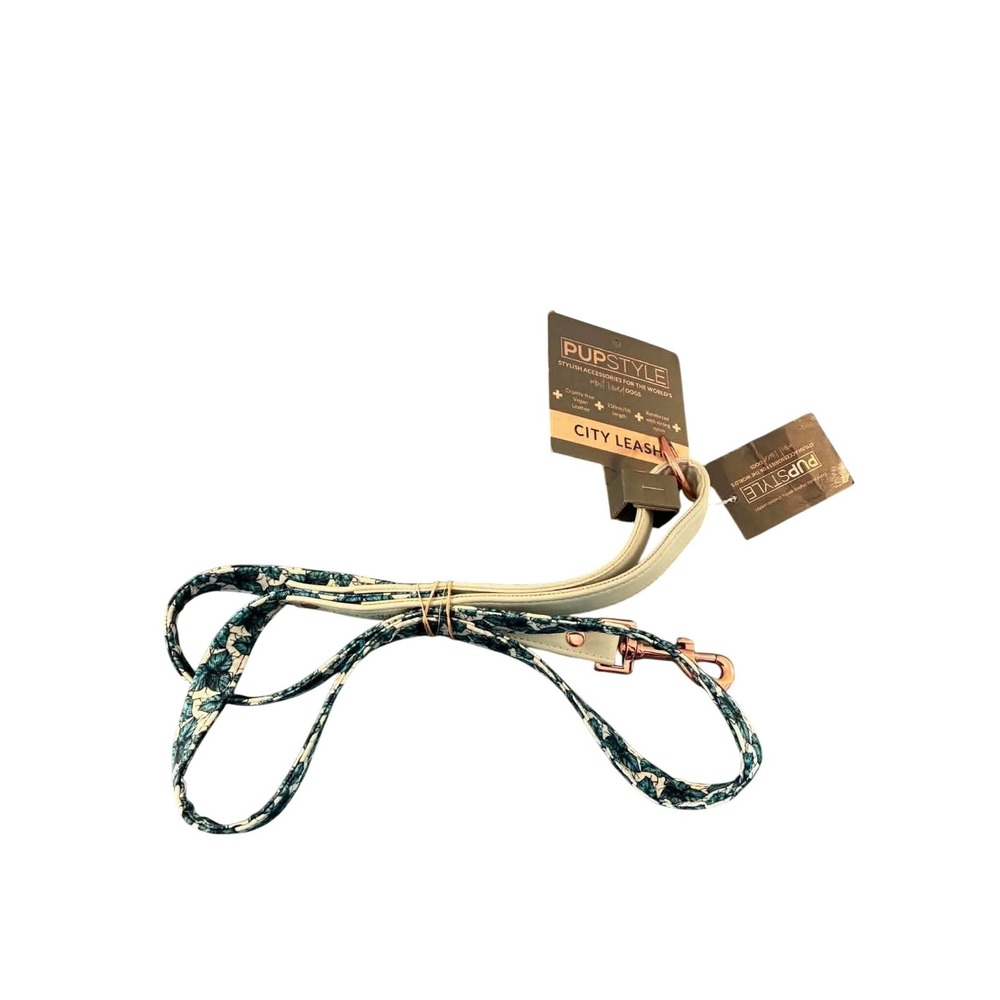 PupStyle City Leash Dogs OS Teal Palm Vibes NWT Vegan Leather Rose Gold Hardware